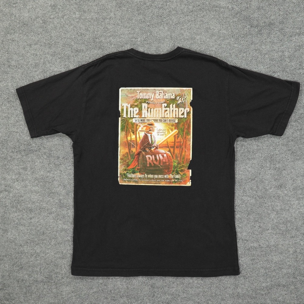 Tommy Bahama Shirt Mens Medium Black The Rumfather‎ Graphic Rum Bar Tee Casual